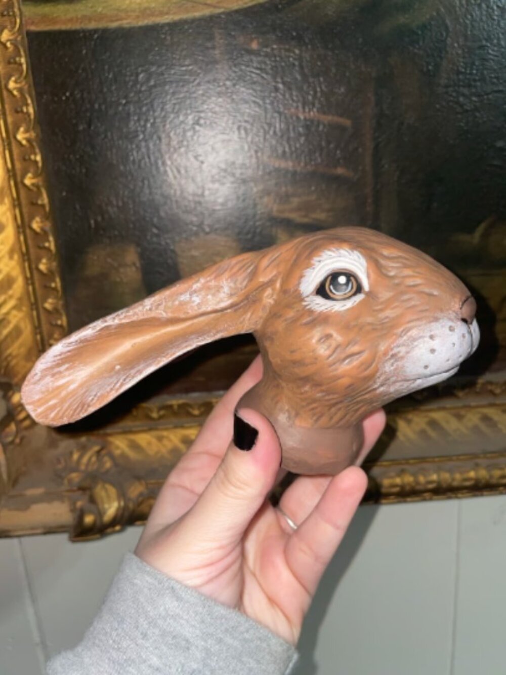 Vintage Plastic Rabbit Head Figurine Easter Spring Decor